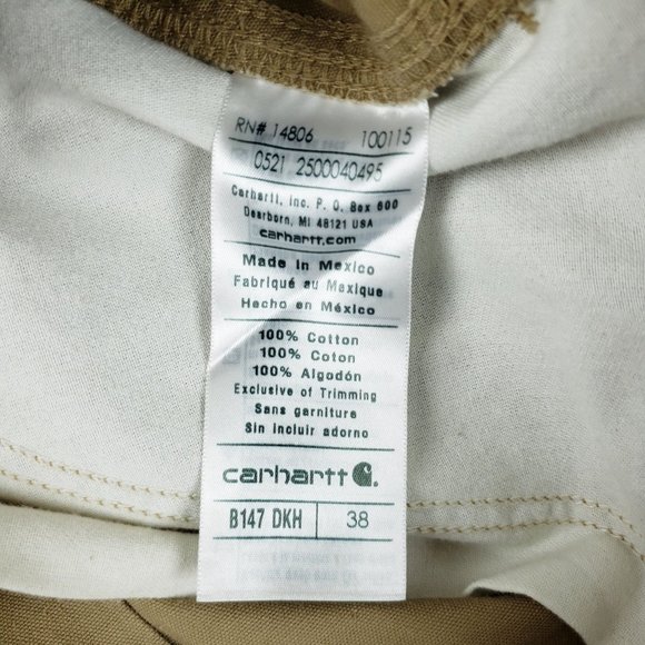 Carhartt Canvas Carpenter Work Shorts Brown Utility B147 DKH Men's Size 38 EUC - Picture 3 of 9